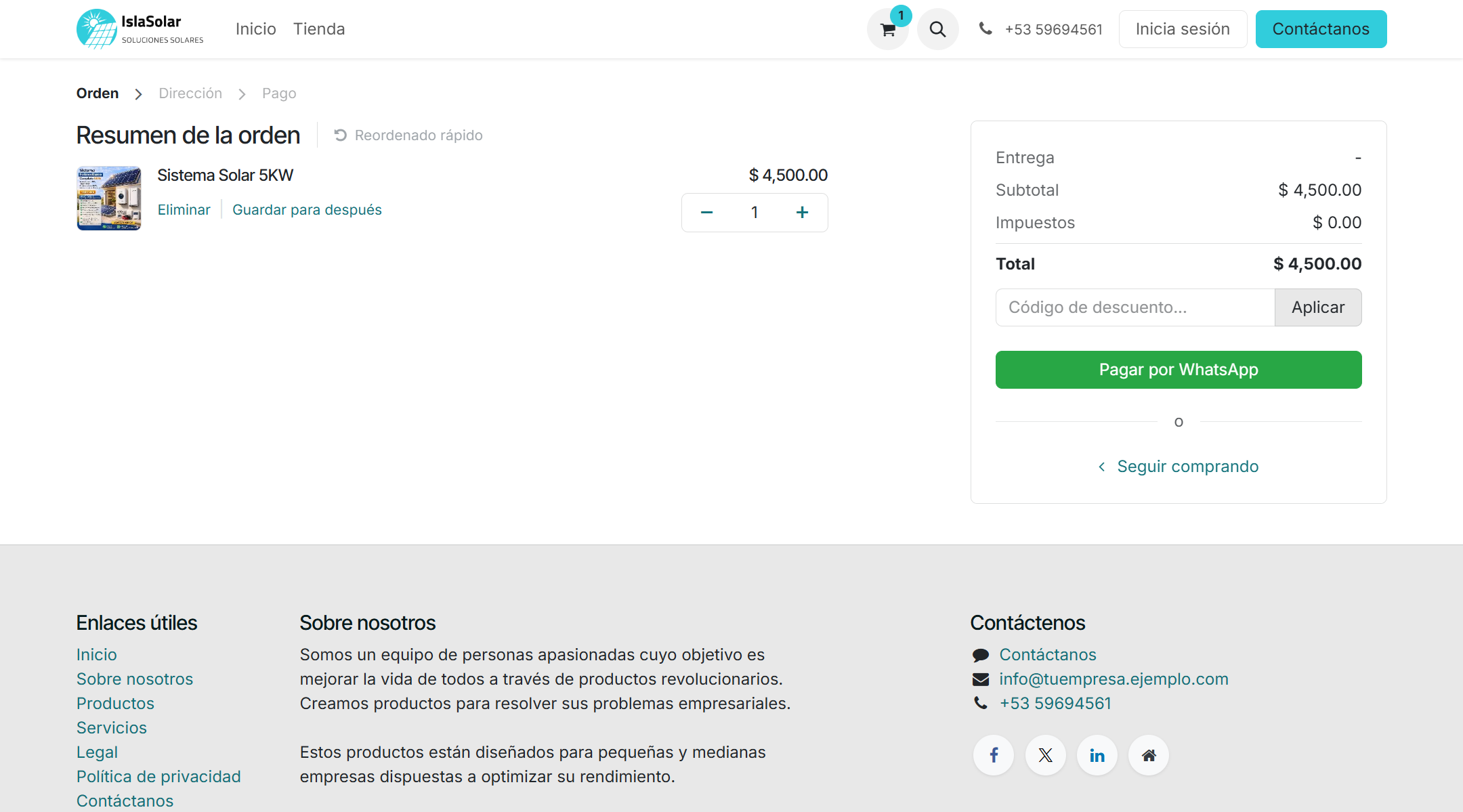 Odoo WhatsApp Express Checkout