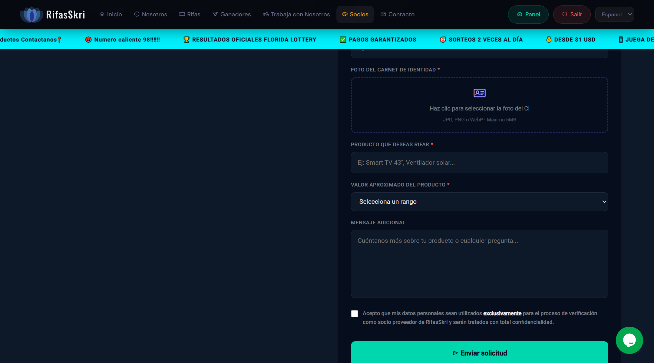 RifasSkri — Plataforma de Rifas Online